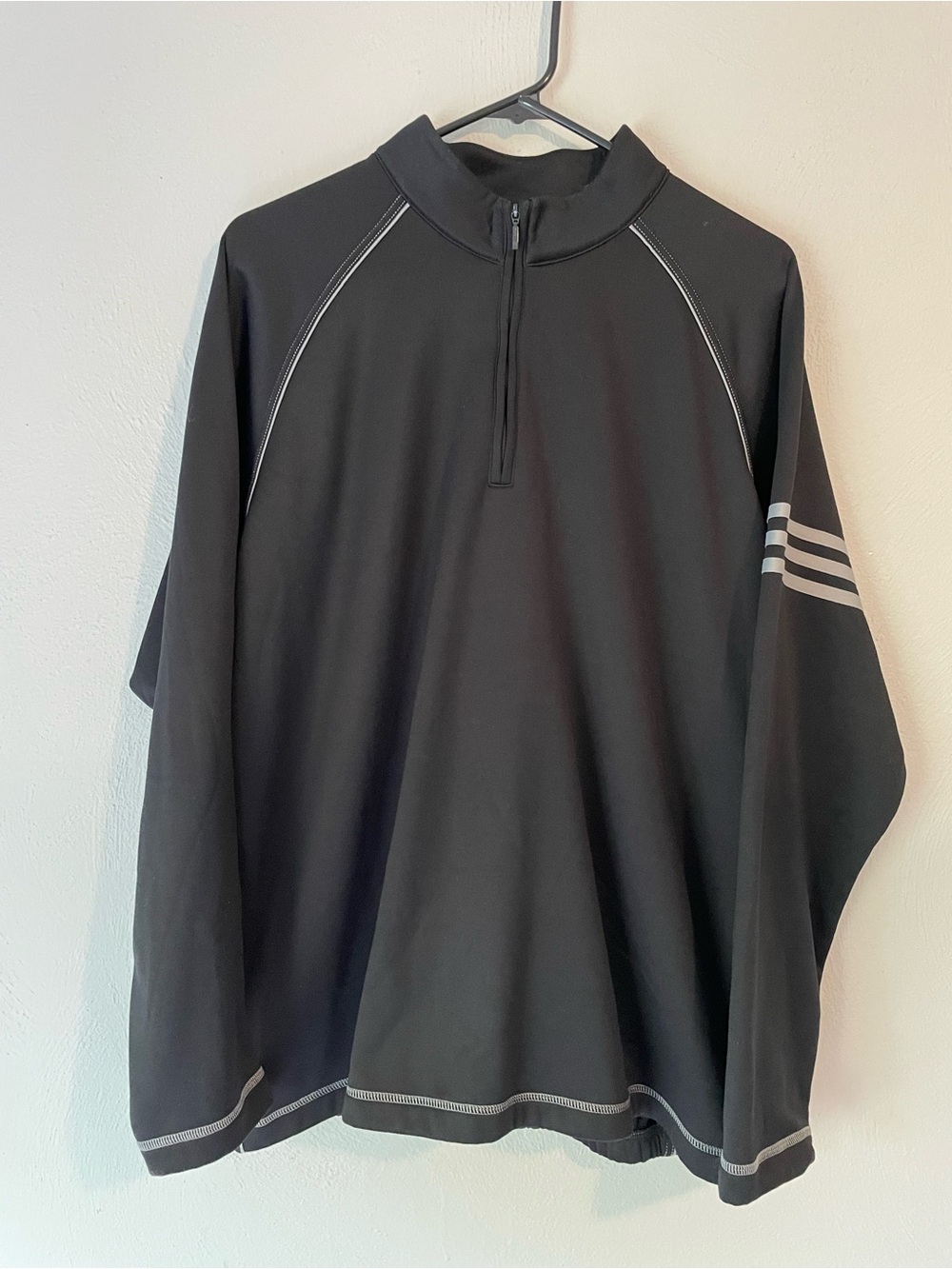 adidas Black Half-Zip Pullover with Sleeve Stripes men’s large